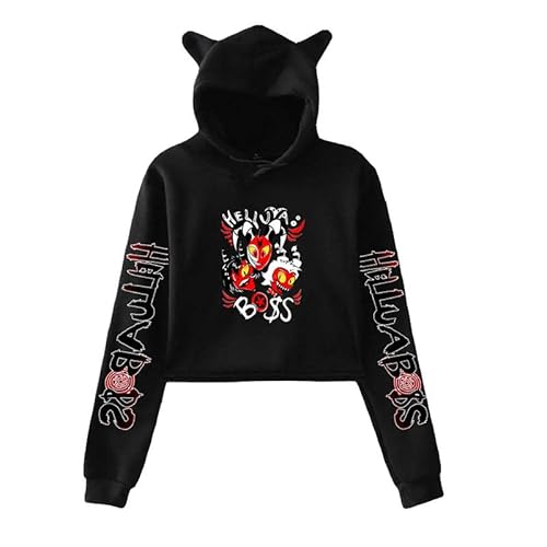 East-hai-buy Helluva Boss Pullover Damen Cropped Hoodie Crop Top Frauen Hoodie Harajuku Streetwear 2022 Anime Mädchen Kapuzenpullover Kleidung von East-hai-buy