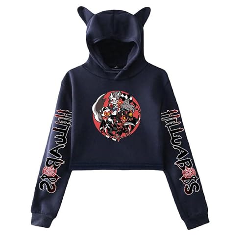 East-hai-buy Helluva Boss Pullover Damen Cropped Hoodie Crop Top Frauen Hoodie Harajuku Streetwear 2022 Anime Mädchen Kapuzenpullover Kleidung von East-hai-buy