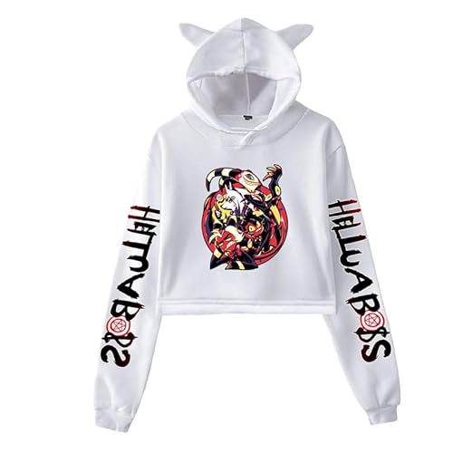 East-hai-buy Helluva Boss Pullover Damen Cropped Hoodie Crop Top Frauen Hoodie Harajuku Streetwear 2022 Anime Mädchen Kapuzenpullover Kleidung von East-hai-buy