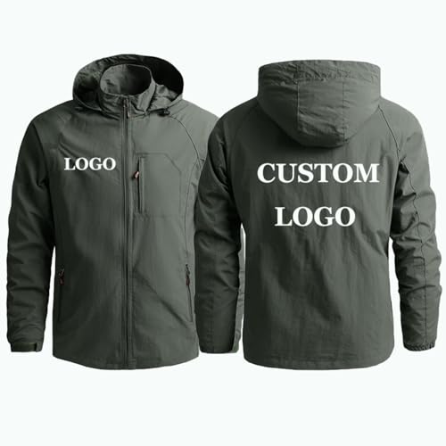 East-hai-buy Herren Jacke Individuelles Logo Wasserdicht Windjacke Lässig Outdoor Wandern Oberbekleidung Personalisierter Text/Bild Bergsteiger Hoodie Color1,5XL von East-hai-buy