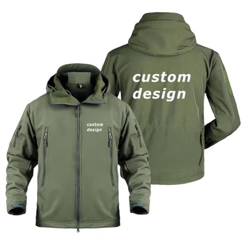 East-hai-buy Hoodie mit Individuellem Logo, Mehrere Taschen Warme Fleece Jacke Personalisierter Text/Bild Wasserdichter Herren Outdoor Bergwander Mantel Color3,3XL East-hai-buy Hoodie mit Individuellem Logo, Mehrere Taschen Warme Fleece Jacke Personalisierter Text/Bild Wasserdichter Herren Outdoor Bergwander Mantel Color3,3XL von East-hai-buy