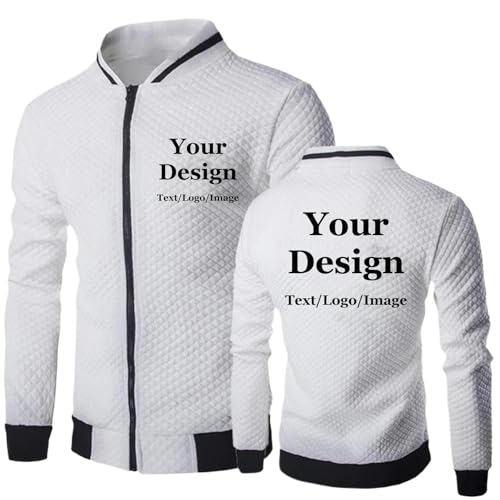 East-hai-buy Ihr Eigenes Design Logo/Bild Personalisierter Hoodie Individuell Herren Damen DIY Reißverschluss Sweatshirt Modische Strickjacke Jacke Mantel Color2,XL von East-hai-buy