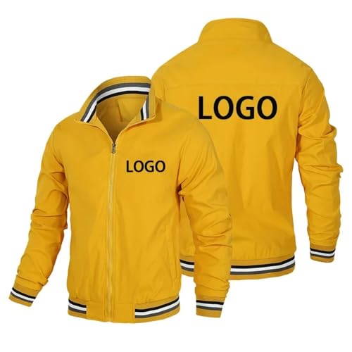 Individuelles Logo Frühling Herbst Herren Arbeitsjacke Bergsteigen Personalisierte Sportjacken Mode Männlicher Reißverschluss Mantel Klassische Freizeitoberbekleidung Yellow,XXL von East-hai-buy