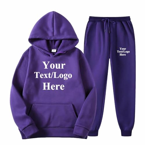 East-hai-buy Personalisierter Hoodie Pullover Personalisiert Jogginghosen Zweiteiliger Anzug Personalisierte Geschenke Fügen Sie Ihren Eigenen Text/Foto/Bild Hinzu Trainingsanzüge custom1,XXL von East-hai-buy