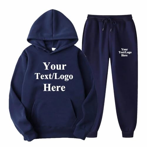 East-hai-buy Personalisierter Hoodie Pullover Personalisiert Jogginghosen Zweiteiliger Anzug Personalisierte Geschenke Fügen Sie Ihren Eigenen Text/Foto/Bild Hinzu Trainingsanzüge custom5,M von East-hai-buy