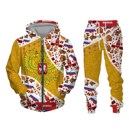 East-hai-buy Russische Flagge 3D-Druck Männer Frauen Reißverschluss Sweatshirts Set Lässige Hoodie Hosen 2-teiliges Set Trainingsanzug Männer Kleidung color2,L East-hai-buy Russische Flagge 3D-Druck Männer Frauen Reißverschluss Sweatshirts Set Lässige Hoodie Hosen 2-teiliges Set Trainingsanzug Männer Kleidung color2,L von East-hai-buy