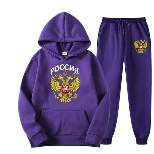 Russland Adler Emblem Druck Männer Frauen Trainingsanzug Sets Casual Hoodie und Jogginghose 2 Stücke Sets Pullover Sweatshirt color10,M von East-hai-buy