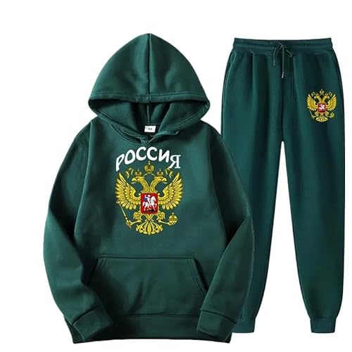 East-hai-buy Russland Adler Emblem Druck Männer Frauen Trainingsanzug Sets Casual Hoodie und Jogginghose 2 Stücke Sets Pullover Sweatshirt color14,M von East-hai-buy