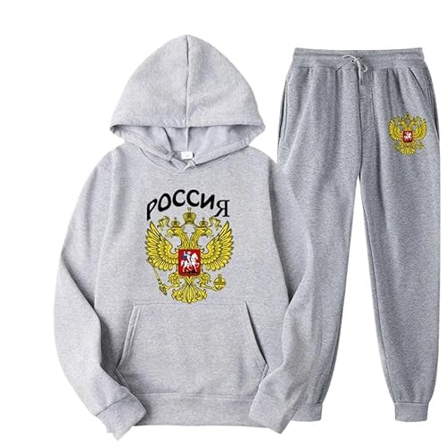 East-hai-buy Russland Adler Emblem Druck Männer Frauen Trainingsanzug Sets Casual Hoodie und Jogginghose 2 Stücke Sets Pullover Sweatshirt color2,L von East-hai-buy