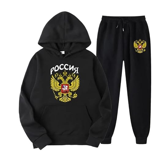 East-hai-buy Russland Adler Emblem Druck Männer Frauen Trainingsanzug Sets Casual Hoodie und Jogginghose 2 Stücke Sets Pullover Sweatshirt color4,M von East-hai-buy