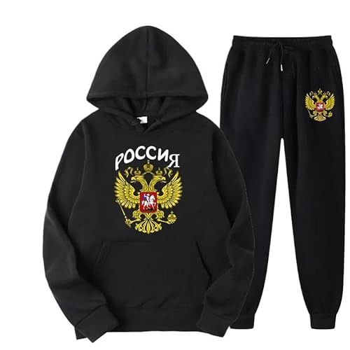 Russland Adler Emblem Druck Männer Frauen Trainingsanzug Sets Casual Hoodie und Jogginghose 2 Stücke Sets Pullover Sweatshirt color4,M von East-hai-buy