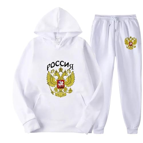 Russland Adler Emblem Druck Männer Frauen Trainingsanzug Sets Casual Hoodie und Jogginghose 2 Stücke Sets Pullover Sweatshirt color5,L von East-hai-buy