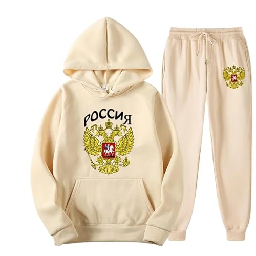 East-hai-buy Russland Adler Emblem Druck Männer Frauen Trainingsanzug Sets Casual Hoodie und Jogginghose 2 Stücke Sets Pullover Sweatshirt color6,M von East-hai-buy