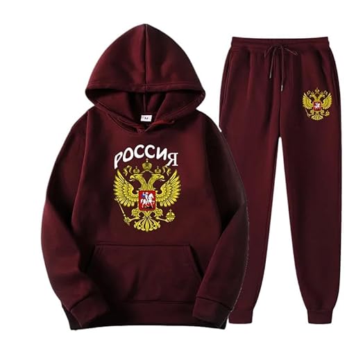 East-hai-buy Russland Adler Emblem Druck Männer Frauen Trainingsanzug Sets Casual Hoodie und Jogginghose 2 Stücke Sets Pullover Sweatshirt color8,M von East-hai-buy