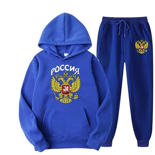 Russland Adler Emblem Druck Männer Frauen Trainingsanzug Sets Casual Hoodie und Jogginghose 2 Stücke Sets Pullover Sweatshirt color9,L von East-hai-buy