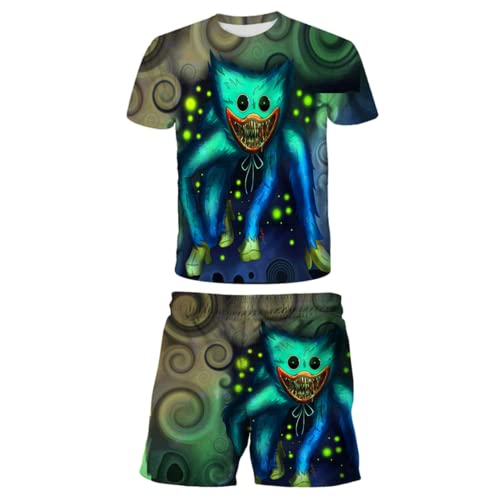 Jungen Pyjamas Set Anime Cartoon 3D Kurzarm Anzüge Mädchen Tops Shorts Sport Anzug Kinder T-Shirt Kleidung von East-hai-buy