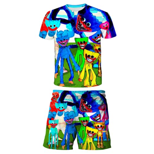 Jungen Pyjamas Set Anime Cartoon 3D Kurzarm Anzüge Mädchen Tops Shorts Sport Anzug Kinder T-Shirt Kleidung von East-hai-buy