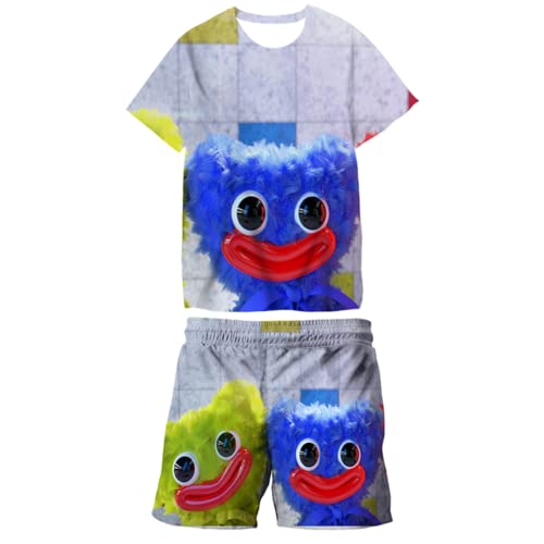 Jungen Pyjamas Set Anime Cartoon 3D Kurzarm Anzüge Mädchen Tops Shorts Sport Anzug Kinder T-Shirt Kleidung von East-hai-buy