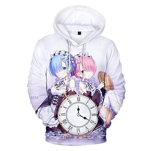 Re Zero Hoodie Japanischer Anime Kapuzenjacke Mantel Rem-ram Pullover Sweatshirt für Männer Frauen von East-hai-buy