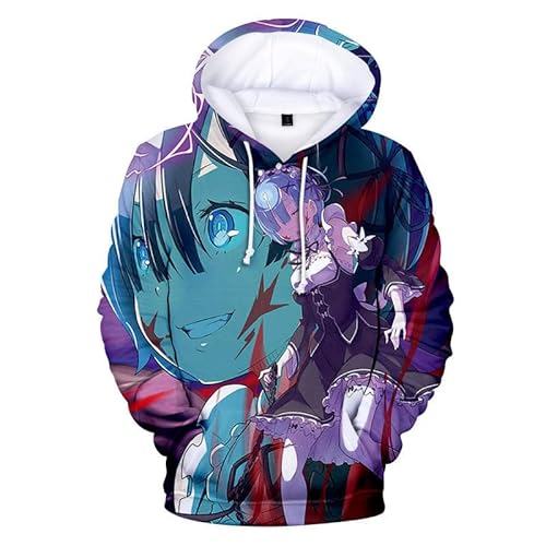 Re Zero Hoodie Japanischer Anime Kapuzenjacke Mantel Rem-ram Pullover Sweatshirt für Männer Frauen von East-hai-buy