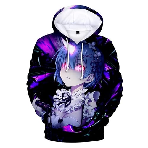 Re Zero Hoodie Japanischer Anime Kapuzenjacke Mantel Rem-ram Pullover Sweatshirt für Männer Frauen von East-hai-buy