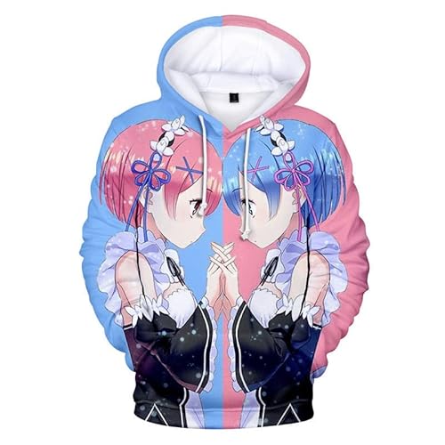 Re Zero Hoodie Japanischer Anime Kapuzenjacke Mantel Rem-ram Pullover Sweatshirt für Männer Frauen Re Zero Hoodie Japanischer Anime Kapuzenjacke Mantel Rem-ram Pullover Sweatshirt für Männer Frauen von East-hai-buy