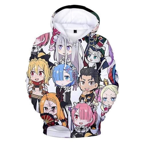 Re Zero Hoodie Japanischer Anime Kapuzenjacke Mantel Rem-ram Pullover Sweatshirt für Männer Frauen von East-hai-buy