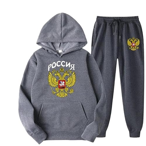 Russland Adler Emblem Druck Männer Frauen Trainingsanzug Sets Casual Hoodie und Jogginghose 2 Stücke Sets Pullover Sweatshirt color13,L von East-hai-buy