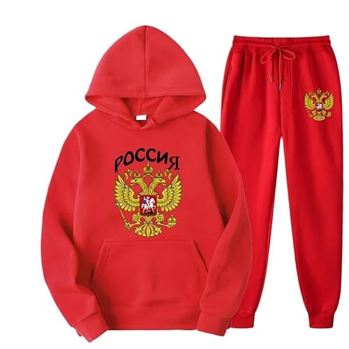 Russland Adler Emblem Druck Männer Frauen Trainingsanzug Sets Casual Hoodie und Jogginghose 2 Stücke Sets Pullover Sweatshirt color3,M von East-hai-buy