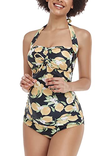 EastElegant Schwangerschafts-Badeanzug mit verstellbarem Kordelzug im Brustbereich Orange Medium von EastElegant