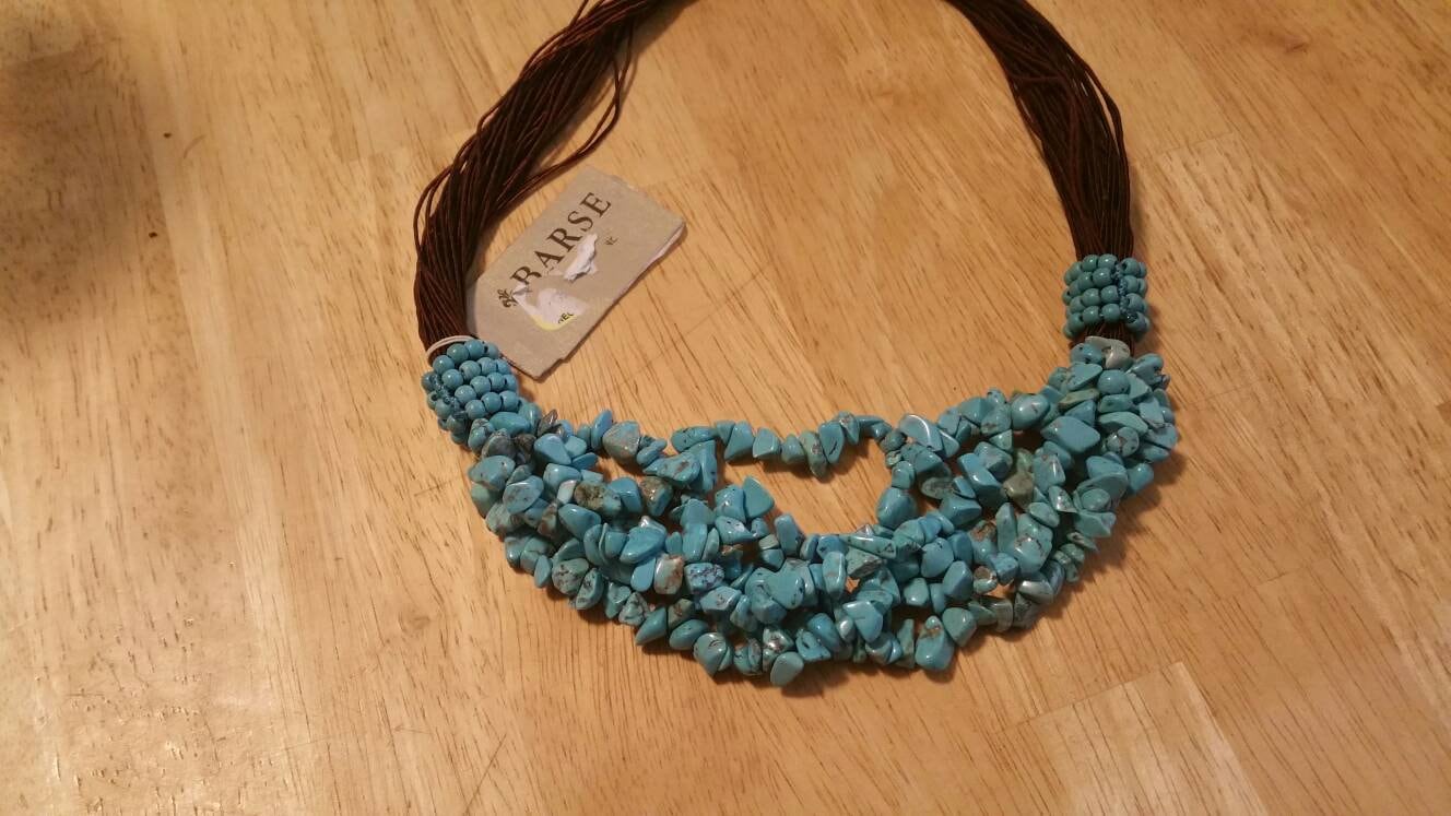 925 Braune Kordel Und Türkis 6 Strang, 18-Zoll-Halskette, Southwestern Style, Mode-Accessoire von EastIdahoCompany