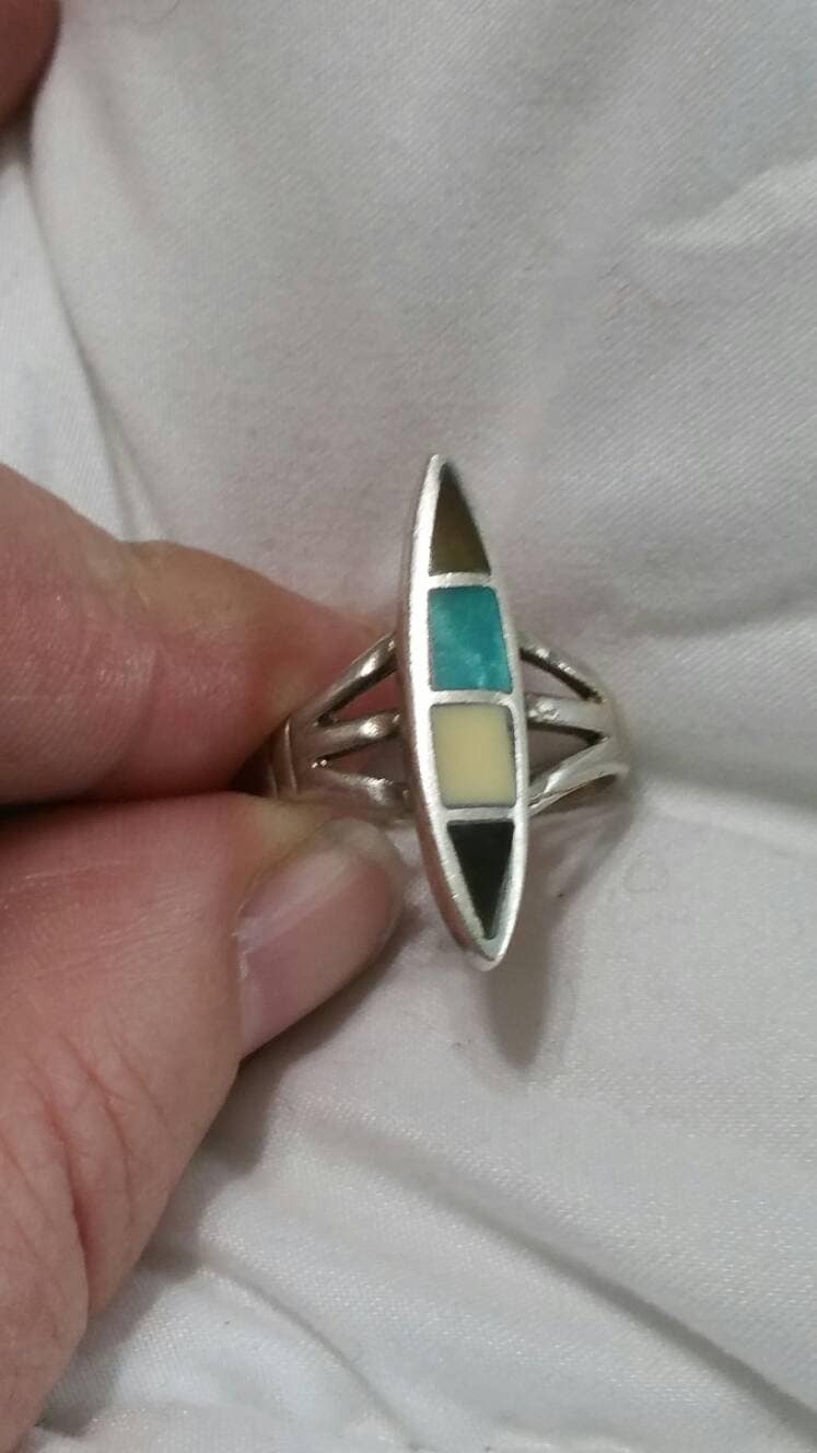 925 Sterling Silber Und 4 Stein Ovaler Stein, Größe 7, 5 Ring, Türkis Vintage Nachlass Schmuck, Southwestern Style von EastIdahoCompany