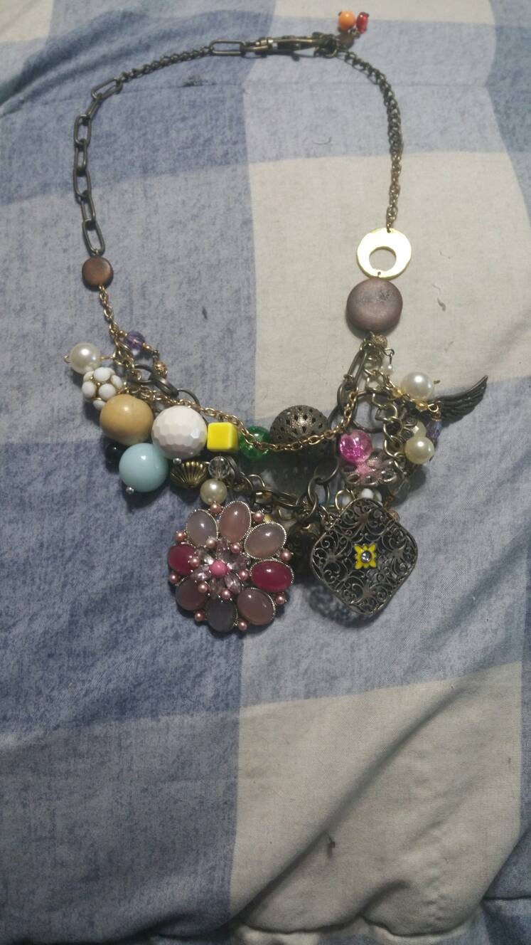 Boho Chic 16 Zoll Dual Strang Sperrig Verschiedenes Charm Halskette Modeschmuck Mode Accessoire von EastIdahoCompany