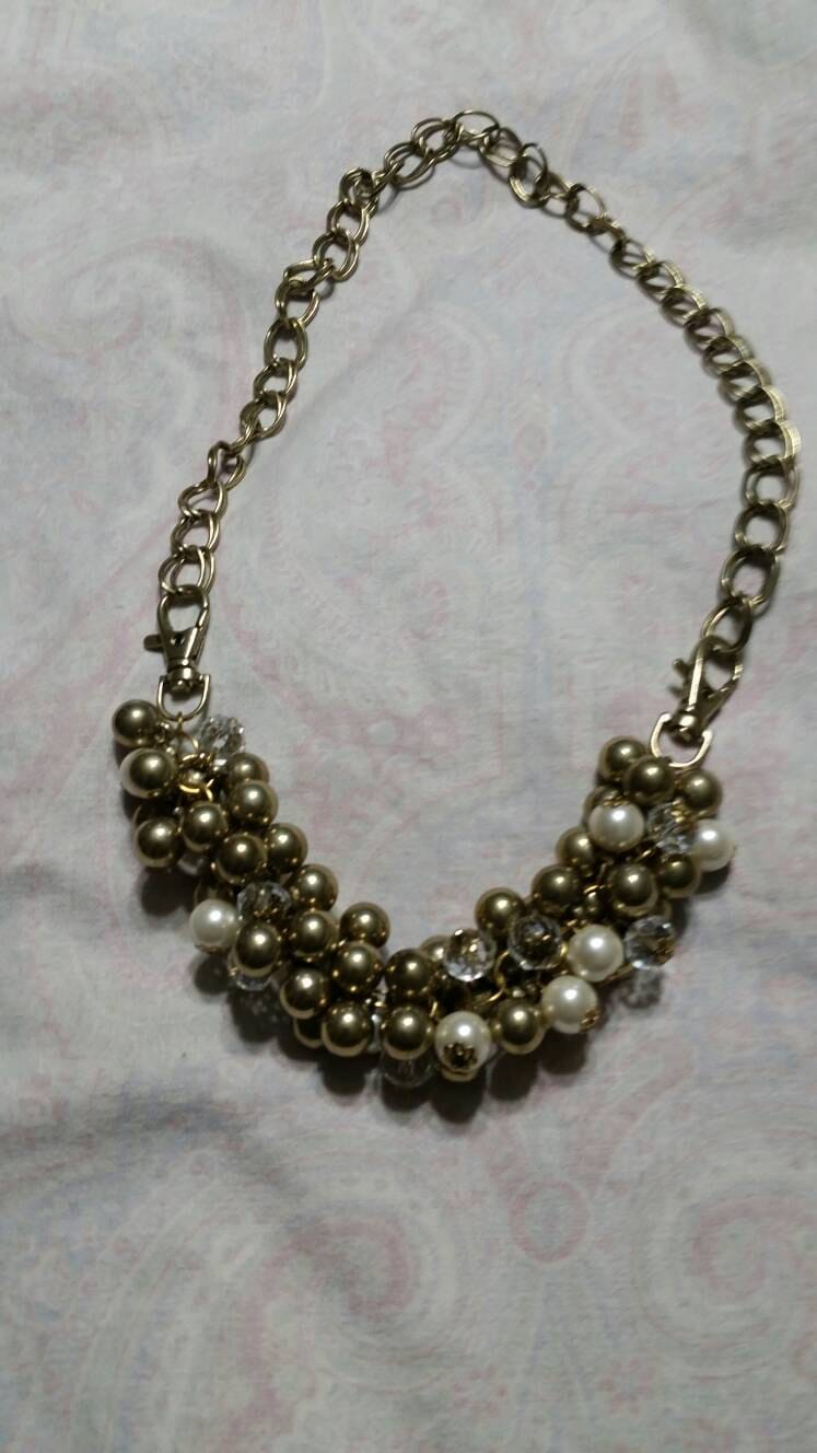 Cluster Bead Hollywood Regency Dual Gold Toned Kette Armreif Halskette Oder Armband Modeschmuck Mode-Accessoire von EastIdahoCompany