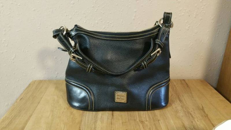 Designer Dooney Und Burke Schwarz Mit Goldnähten Geldbörse Oder Handtasche Vintage Accessoire Tasche von EastIdahoCompany