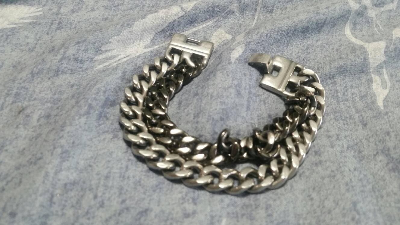 Edelstahl Schwere Kette Dual Strang Armband Kostüm Schmuck Mode Accessoire Rocker Stil von EastIdahoCompany