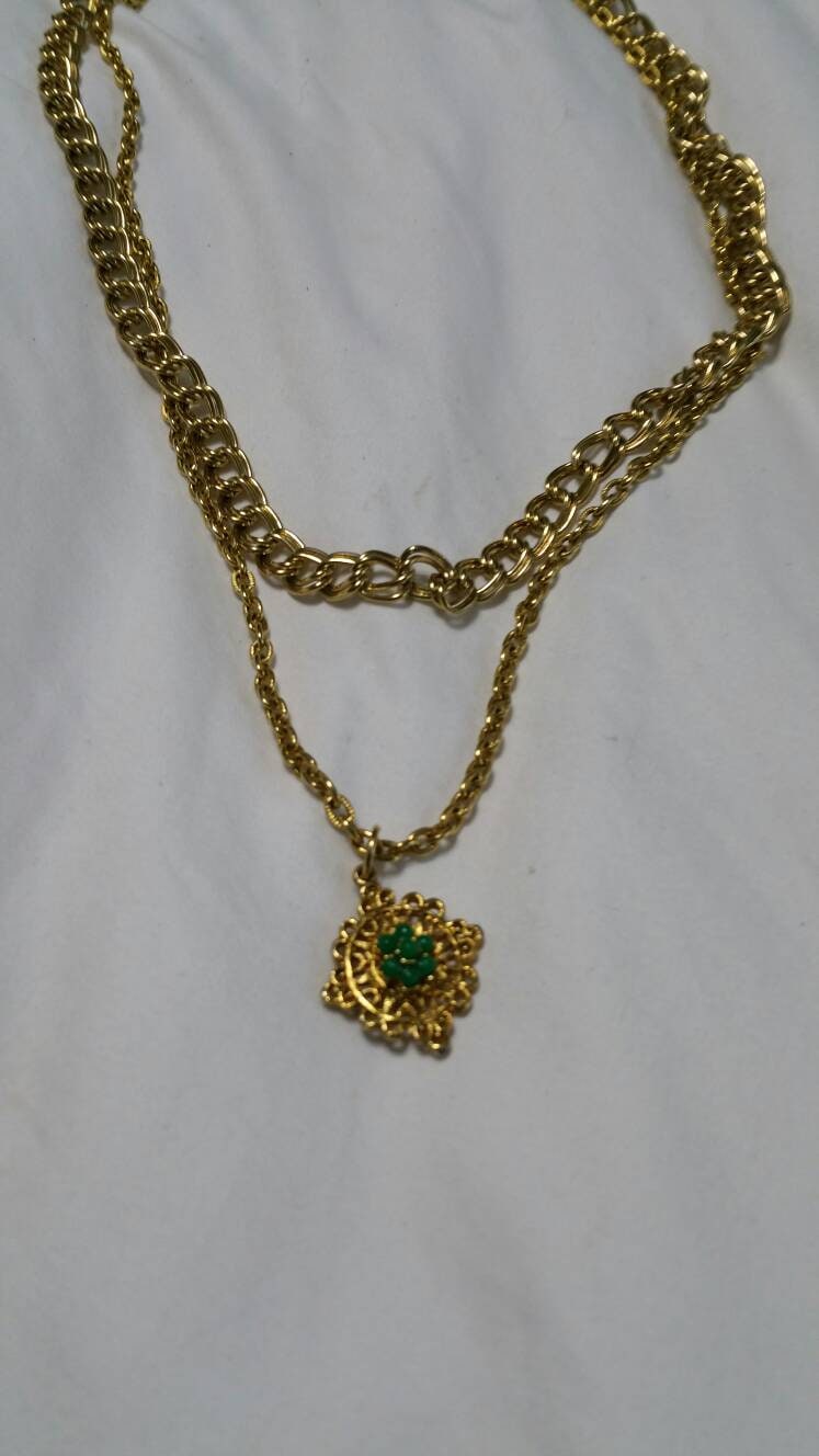 Goldfarbener Doppelstrang, Doppelte Panzerkette Und Kabelkette, 23-Zoll-Halskette Mit Stern-Wende-Anhänger, Modeschmuck, Mode-Accessoire von EastIdahoCompany