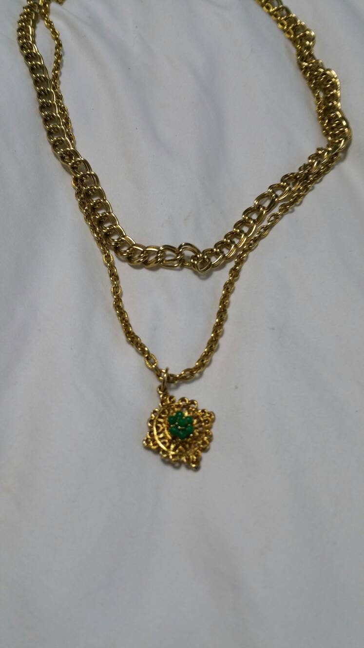 Goldfarbener Doppelstrang, Doppelte Panzerkette Und Kabelkette, 23-Zoll-Halskette Mit Stern-Wende-Anhänger, Modeschmuck, Mode-Accessoire von EastIdahoCompany