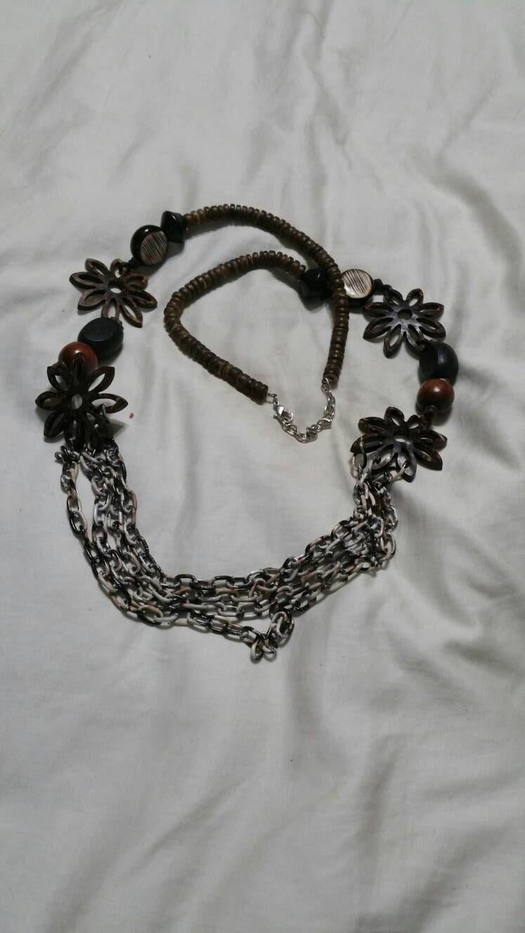 Holzperle, Und Schwarz-Weiß Getönte Ketten, 42-Zoll-Halskette, Modeschmuck, Mode-Accessoire von EastIdahoCompany