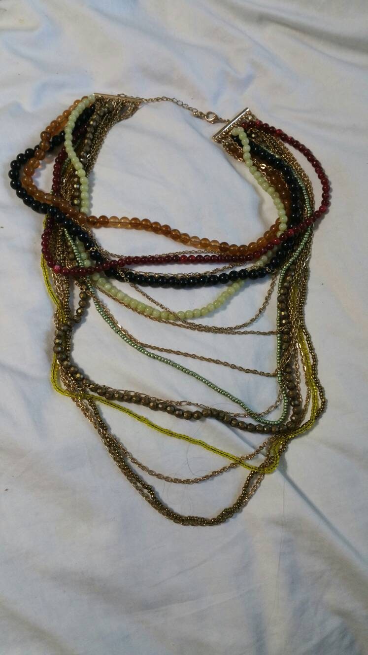 Regenbogen Und Goldton, 30-Zoll-Halskette Mit Kunststoffperlen Legierung Metallketten, Modeschmuck, Modeschmuck von EastIdahoCompany