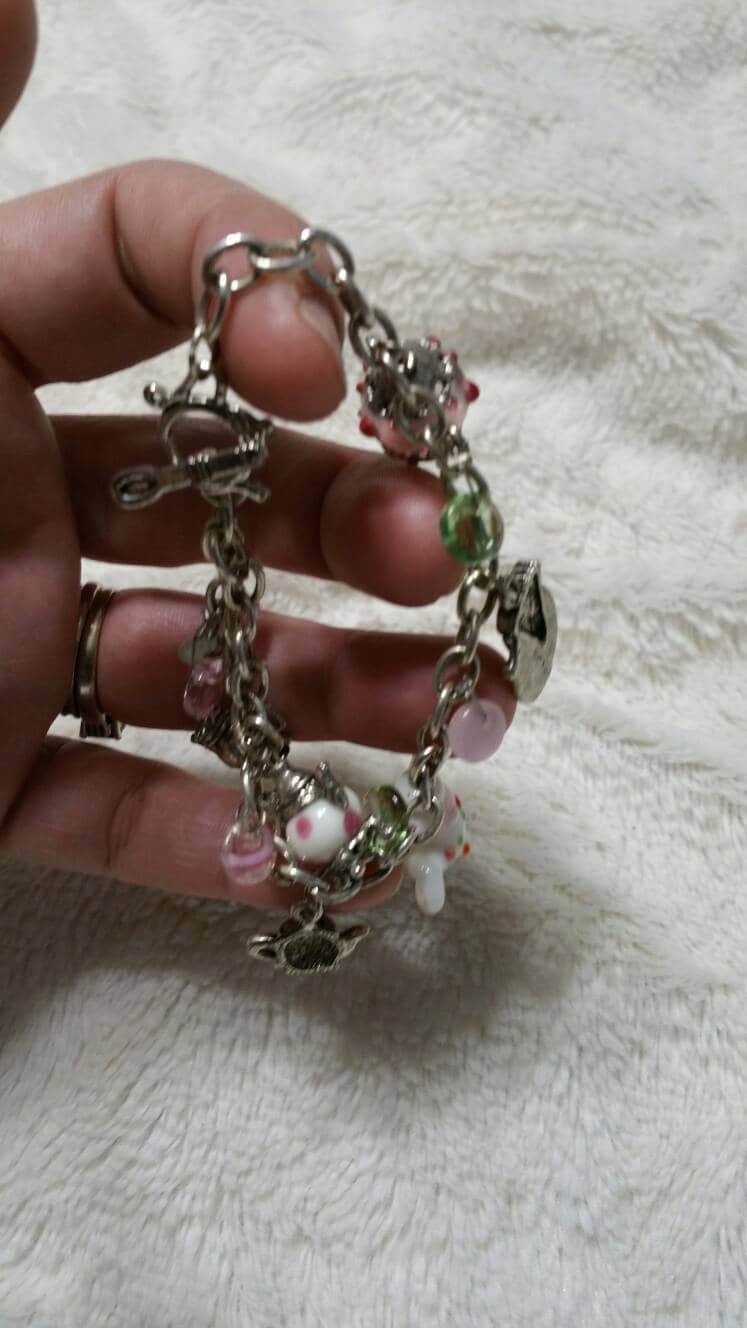Rosa Und Weiße Glasperle Teekanne Charm Silber Getönt Armband Modeschmuck Mode Accessoire von EastIdahoCompany
