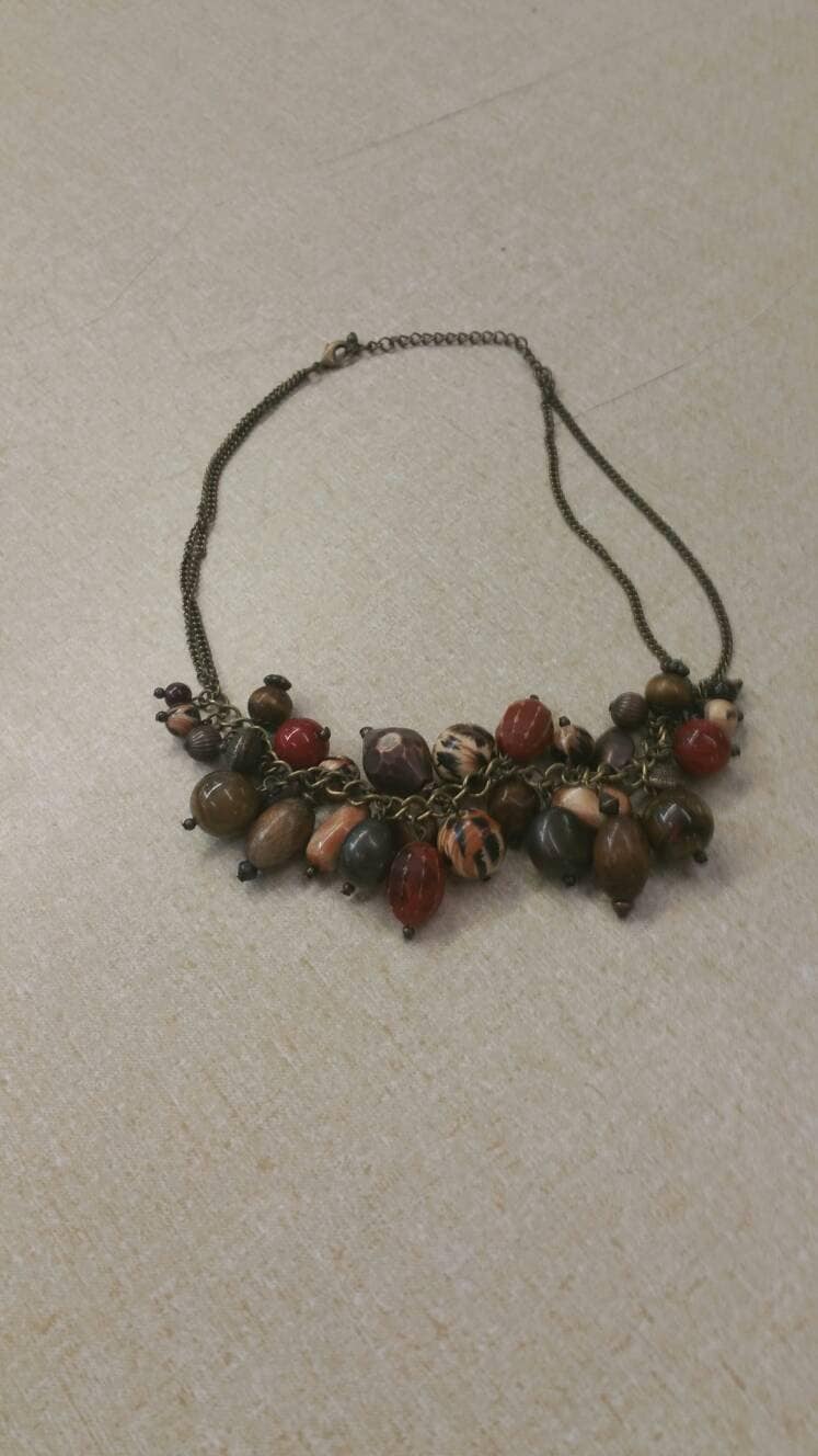 Safari-stil, 20-Zoll-Lätzchen-Perlen-Halskette, Bronze-Kette, Kunststoffperle, Modeschmuck, Mode-Accessoire von EastIdahoCompany