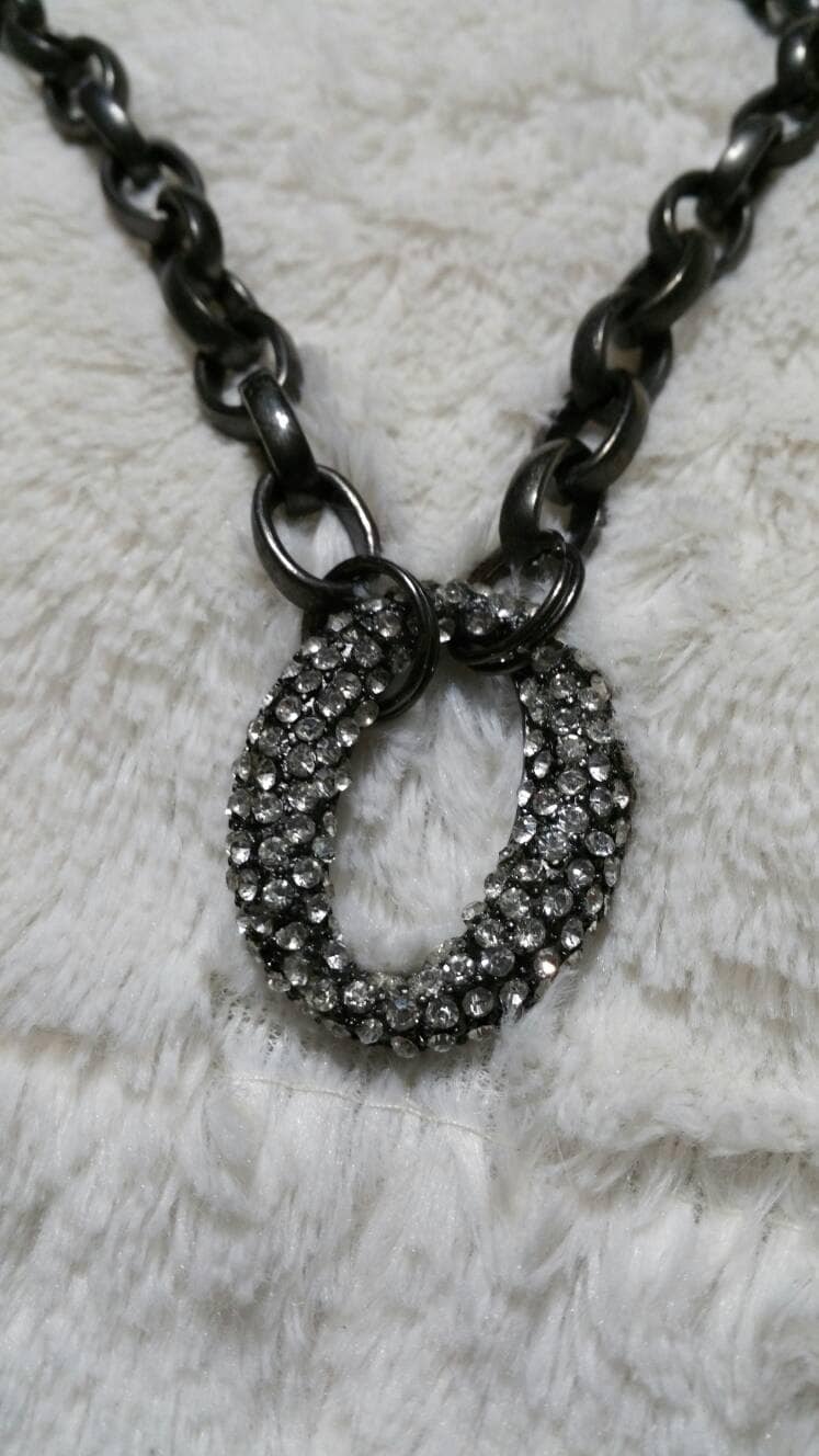 Schwarz Oval Creolen Kette Und Strass Bead 6 Zoll Halskette Modeschmuck Mode Accessoire von EastIdahoCompany