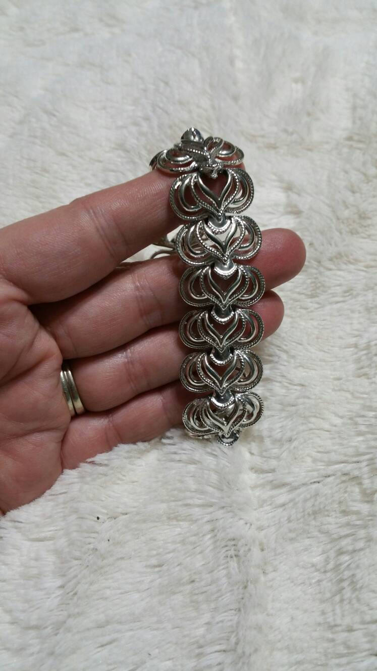 Signiert Coro Herz Link Silber Getönten Rhodium Verschluss Armband Modeschmuck Mode Accessoire von EastIdahoCompany