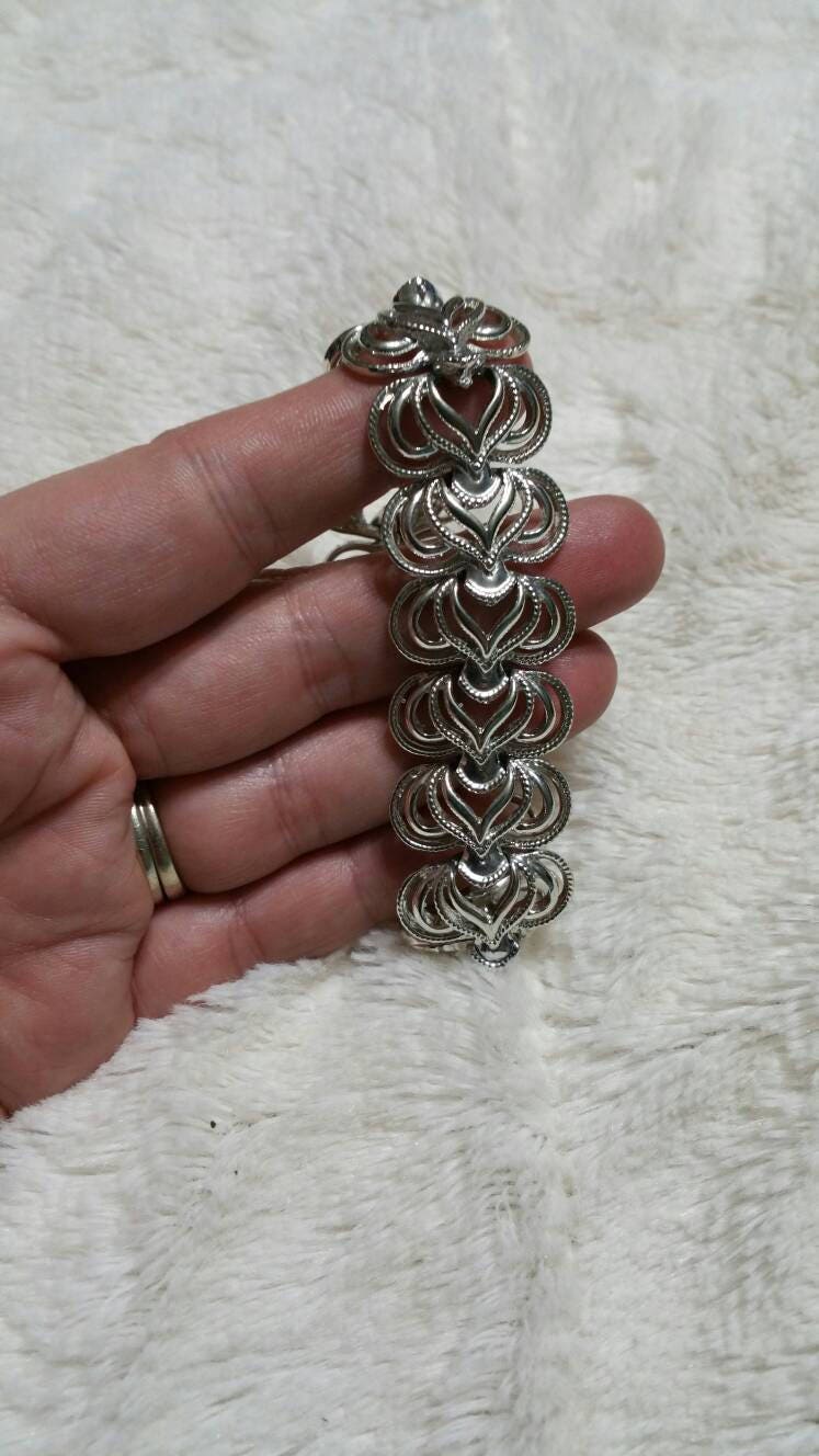 Signiert Coro Herz Link Silber Getönten Rhodium Verschluss Armband Modeschmuck Mode Accessoire von EastIdahoCompany