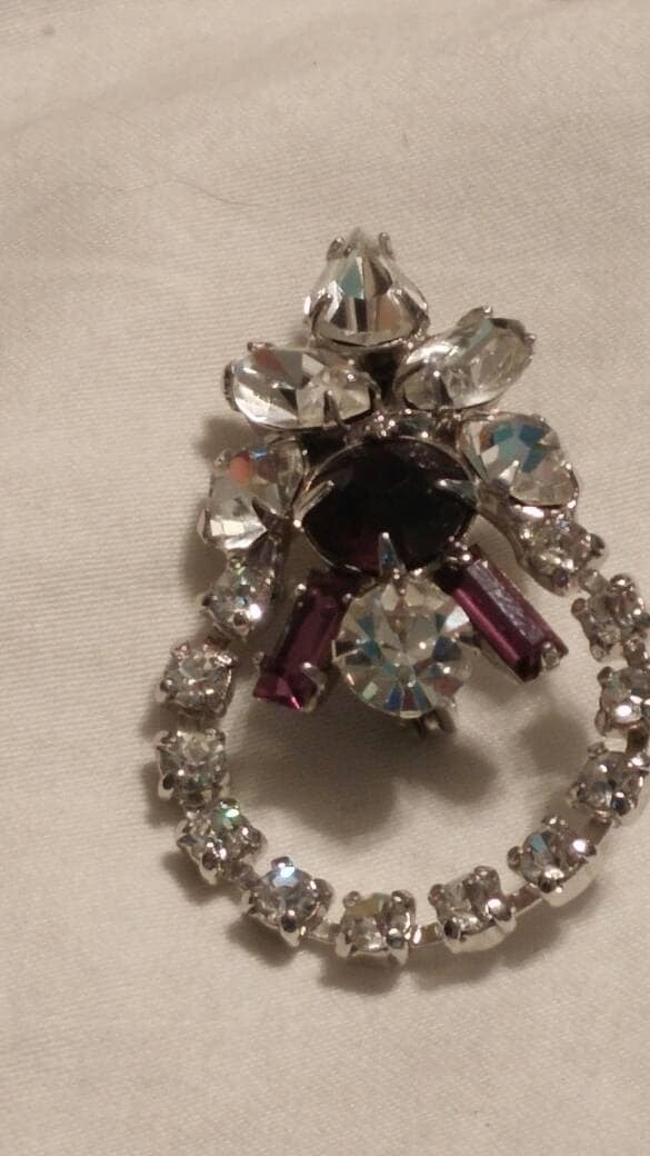 Teadrop Lila Amethyst Und Strass Sterling Silber Brosche Oder Pin Modeschmuck Mode Accessoire von EastIdahoCompany