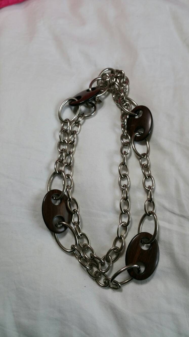 Unisex Schwere Silber Getönten Kette Einzelstrang Faux Holz Kunststoff Oval Perlen Halskette 40 Zoll Modeschmuck Mode Accessoire von EastIdahoCompany