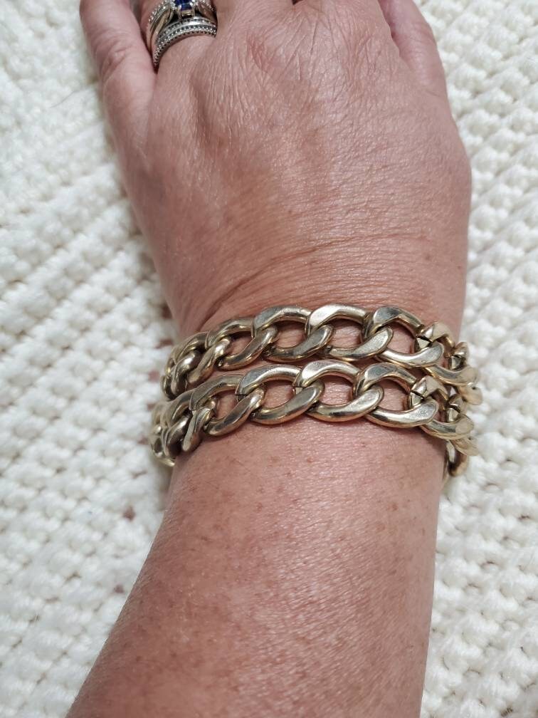 Vintage Lydell Nyc, Gold Toned, Dual Panzerkette Armband, Modeschmuck, Modeschmuck von EastIdahoCompany