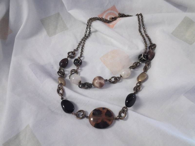 Vintage Steampunk Perlen Dual Strang 22 Zoll Halskette Modeschmuck Mode Accessoire von EastIdahoCompany