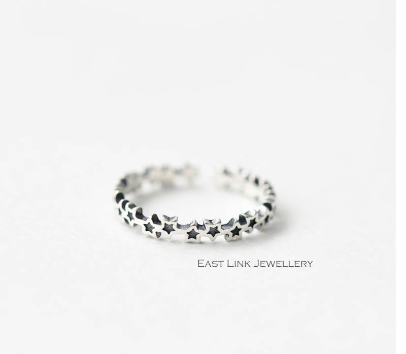 Sterling Silber Stern Ring Galaxie - Bandring Statement Größenverstellbar Damenschmuck Von East Link Jewellery von EastLinkJewellery